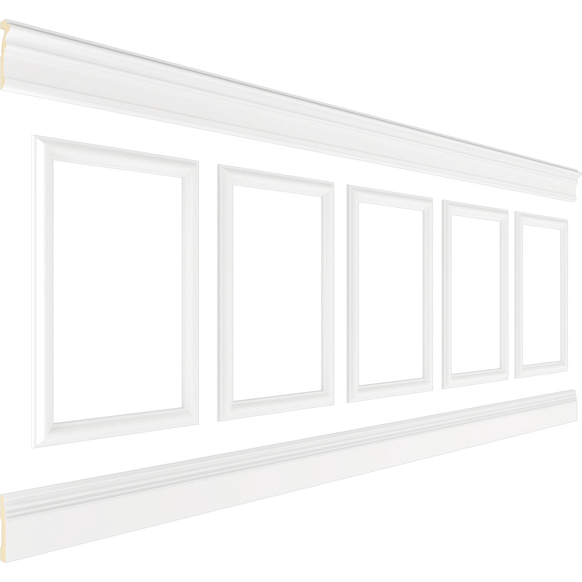 Ekena millwork 94 1/2"L (Adjustable 40"H to 44"H) Ashford Square Panel Traditional Wainscot Paneling Kit