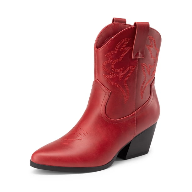 Botines Vaqueros de Mujer DREAM PAIRS Rojos Talla 9