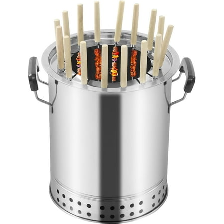 Portable Charcoal Grill 16-Skewer Mini Charcoal BBQ Grill Stainless Steel Smokeless Grill with Oil-Carbon Separation Design for Camping Picnics and Outdoor Barbecues (16-Skewer)