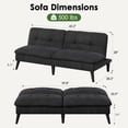 thumbnail image 4 of Walsunny Convertible Futon Sofa Bed, Foldable Sleeper Futon with 3-Angle Adjustment, Multifunctional Folding Futon Couch for Small Space, Black, 4 of 7