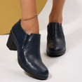 thumbnail image 6 of Pennysue Women's Ankle Boots Navy Low Chunky Stacked Heel booties 11M, 6 of 7