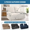 thumbnail image 2 of ZXNYH Velvet Stretch Recliner Couch Covers 6-Pieces Recliner Loveseat Covers for 2 Cushion Couch Recliner Sofa Covers Reclining Slipcovers Form Fitted Thick Soft Washable, Grey, 2 of 6