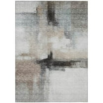 HomeRoots 603647 3 x 5 ft. Brown, Black & Gray Abstract Washable Indoor & Outdoor Rectangle Area Rug