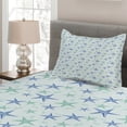 thumbnail image 2 of Ambesonne Starfish Quilted Coverlet 2 Pcs, Nautical Theme Starfish, Twin Size, Almond Green Azure Blue, 2 of 4