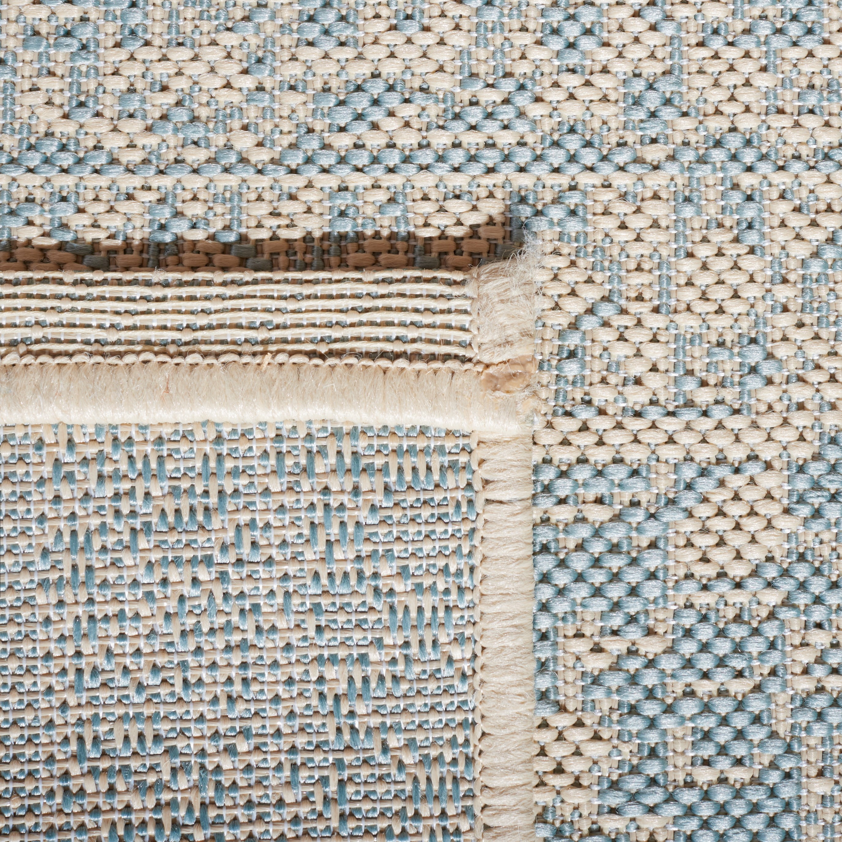 SAFAVIEH Beach House Justine Geometric Indoor/Outdoor Area Rug, Cream/Aqua, 2'2" x 4'