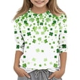 thumbnail image 1 of Posijego T-Shirt de la Saint-Patrick pour Filles et Garçons, Manches 3/4, Col Rond, Graphique, Ample, Décontracté, 1 of 5