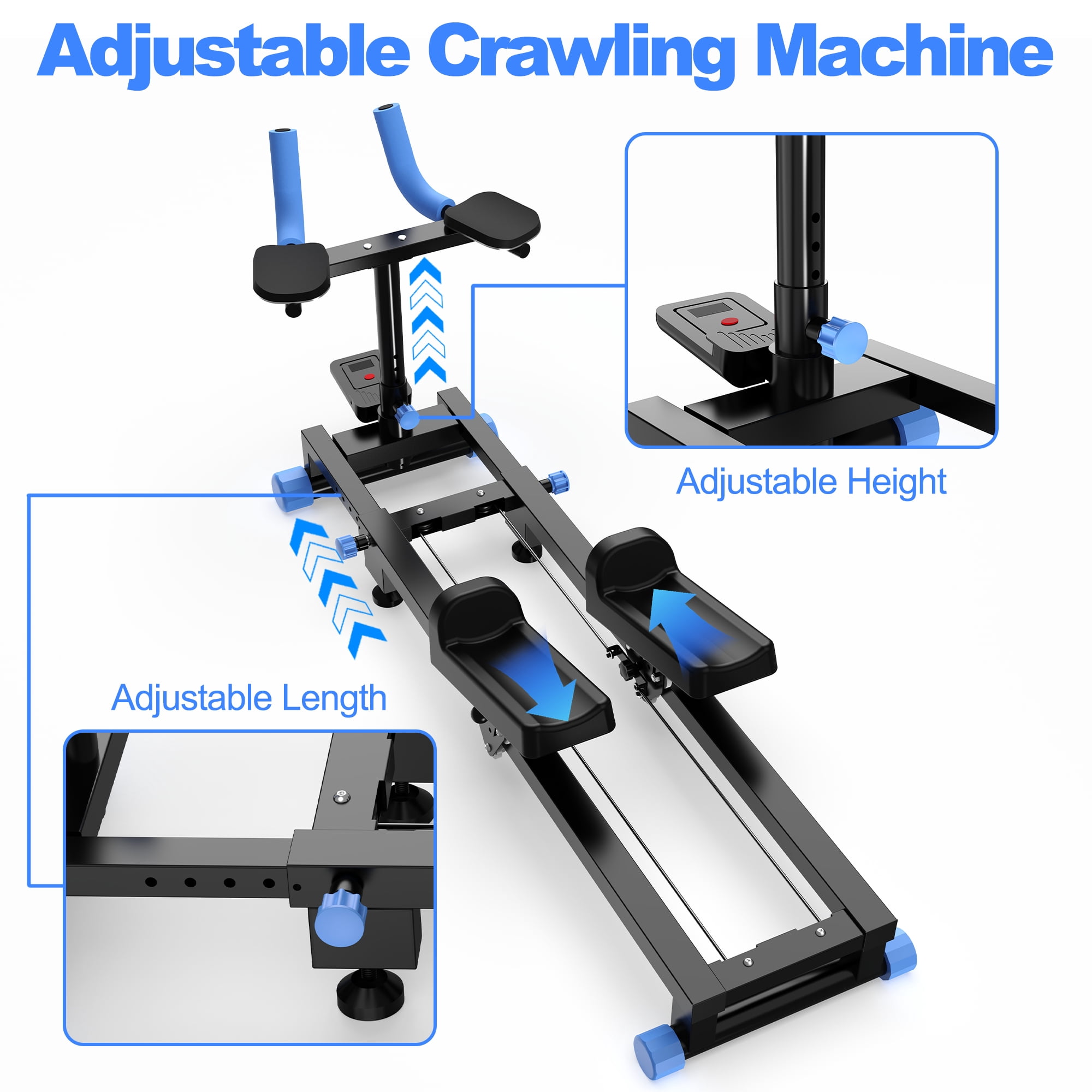 Leumius Crawl Spine Stretch Trainer,Full Body Low-Impact Cardio Machine with Adjustable Hand Grips, Knee Support & Steel Frame,Core Training Equipment for Home Gym Office Daily Workout,Blue