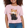 thumbnail image 3 of Uourmeti Cat Short Sleeve T-Shirt for Girls 8-10 Casual Short Athletic Top Lightweight Soft Crew Neck Pullover Tops, 3 of 6