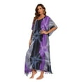 thumbnail image 3 of Beautybatik Multicoloured Women Hippie Tie Dye Caftan Kaftan Loungewear Maxi Plus Size Long Dress XL, 3 of 5
