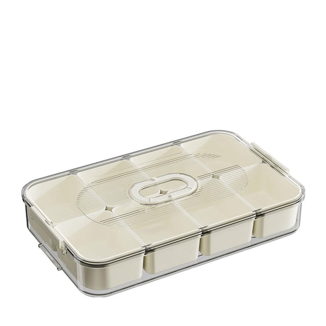 Organizador de refrigerador, contenedor de condimentos con asa, caja de frutas, elegante plato de aperitivos Rejilla blanca 8