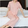 thumbnail image 5 of Tnhcen Women's 2 Piece Short Sleeve Pajama Set Top and Long Pants Soft Sleepwear Loungewear with Pockets M-XL, 5 of 9