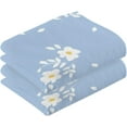 thumbnail image 2 of Dreamtimes Little White Flower Blue Cotton Towels Set 2 Pcs Absorbent Hand Towel Face Towels Kitchen Towels Bath Towels for Bathroom Laundry Room Kitchen 16 x 28 Inches, 2 of 7