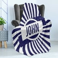 thumbnail image 4 of John Soft Flannel Fleece Throw Blanket, Common Masculine Given Name Design on Wavy Stripes with a Weathered Look, Cozy Plush for Indoor and Outdoor Use, 50" x 60", Navy Blue and White, by Ambesonne, 4 of 5