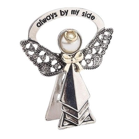 Roman 223349 Alexa's Angels Carded Always by My Side April Birthstone Bedside Angel, 1-inch Height, Zinc, Clear