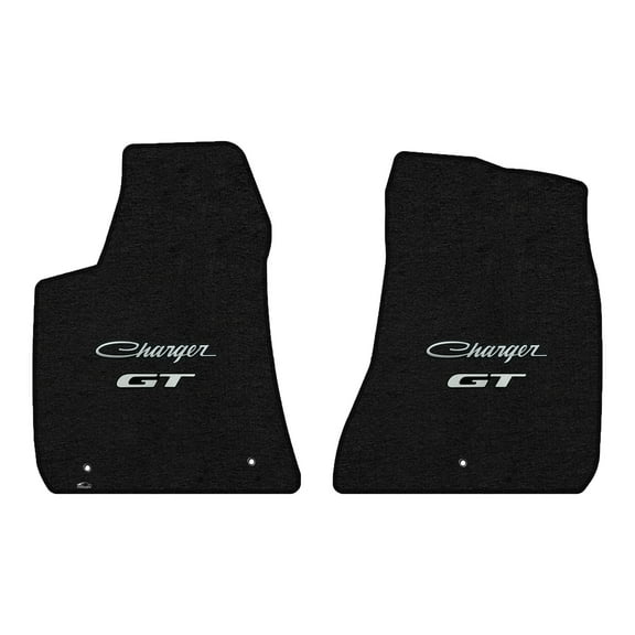 Lloyd Mats LogoMat Custom-Fit 2PC Carpet Floor Mats for 2018-2023 Dodge Charger RWD, Charcoal