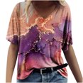 thumbnail image 2 of Mode Femmes Impression Décontractée V-Cou Manches Courtes T-shirt en Vrac Tops Marbre Impression Femmes Tops Gradient Couleur Femmes Tops, 2 of 4