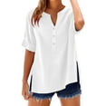 thumbnail image 2 of White Womens Tops Women'S Solid Color Stand Up Collar Cotton Long Sleeved Shirt Blouse, 2 of 6