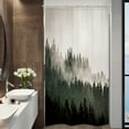 thumbnail image 2 of Dark Forest Stall Small Half Size Dorm Shower Curtain 36Wx72H Men Single Narrow Nature Tree Winter Mountain Foggy Woodland RV Bathroom Decor Printed Fabric Polyester Waterproof 7 Pack Hooks, 2 of 6