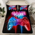 thumbnail image 2 of Manfei Teens Gamepad Print Sheet Set Twin, Blue Red Bed Sheets Set Twin Size, Game Console Twin Sheet Sets, Microfiber Bedroom Decor, 3 Pieces, 2 of 7