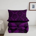 thumbnail image 5 of Homewish Purple Damask Flower Queen Comforter Set,Vintage Halloween Bat Comforter Sets Queen,Purple Black,Black Reversible,3-Piece,1 Comforter and 2 Pillowcases, 5 of 7