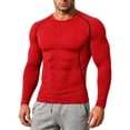 thumbnail image 2 of Men's Compression Shirts Long Sleeve Rash Guard Workout Undershirt Base Layer Athletic Shirt Red XL, 2 of 9