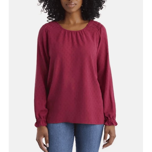 Jessica Simpson Women's Textured Blouse, Red, Medium