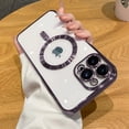 thumbnail image 1 of Luxury Wireless Charge Magsafe Phone Case For iPhone 15 14 13 12 11 Pro Max Plus Transparent Magnetic Electroplate Bumper Cover PURPLE For iPhone 11Pro, 1 of 5
