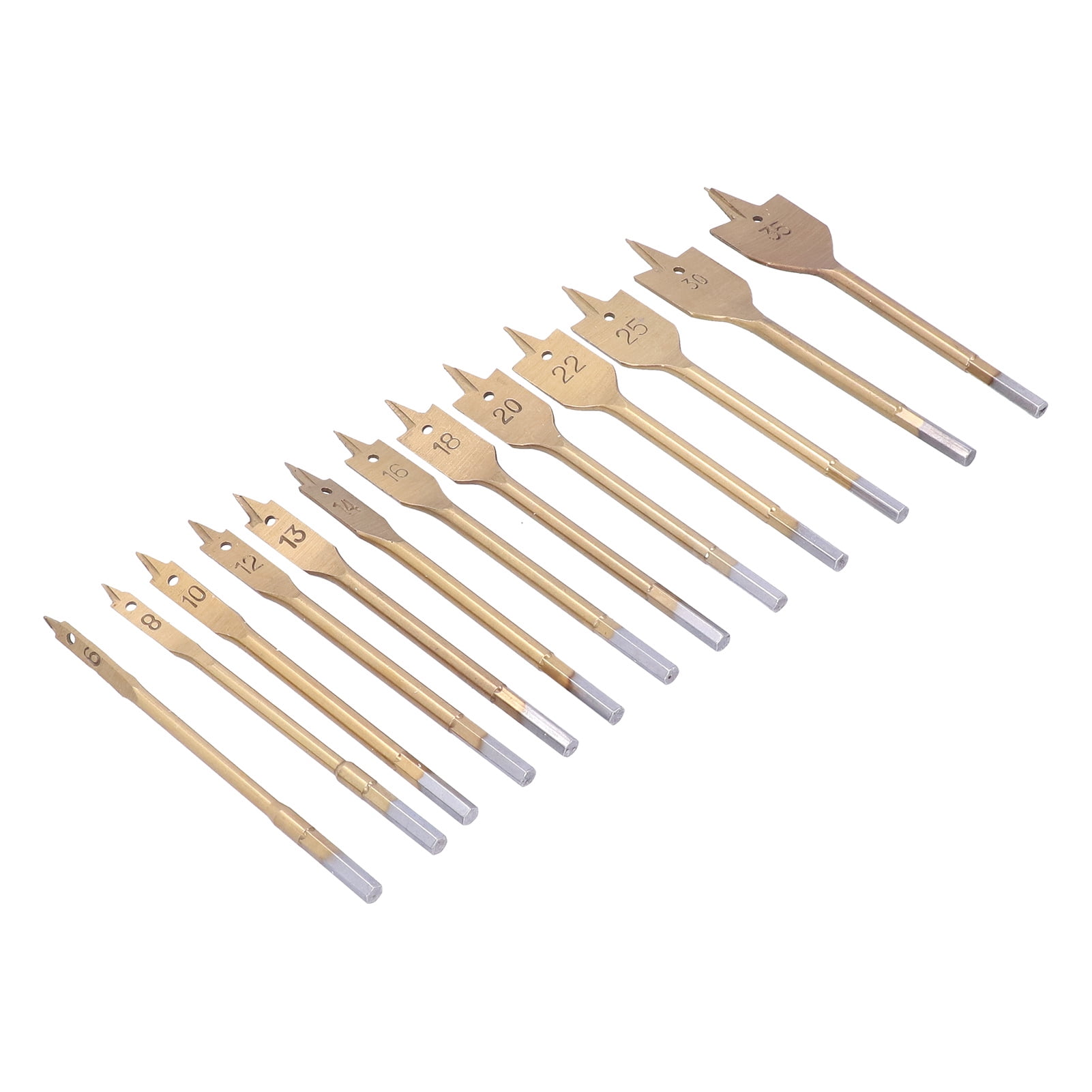 13 Pieces Titanium Coating Carbon Steel Paddle Flat Bit Carbon Steel Spade Drill Bit Set For Hole Cutter Woodworking