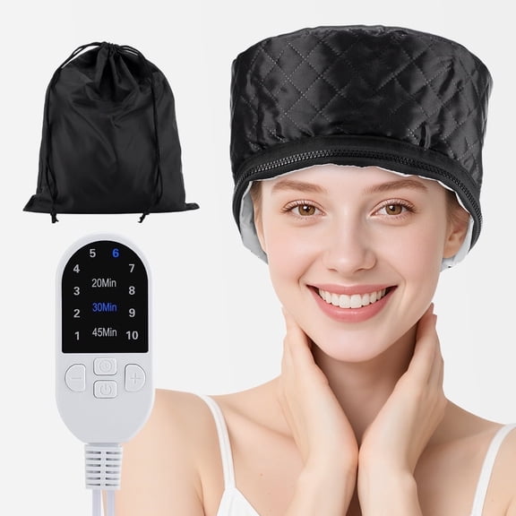 ROMYSE Hair Steamer Cap Electric Heating Thermal Treatment Hat,10 Temp Levels,3 Timer Settings,Portable Electric Heat Hair Spa Cap for Natural Hair Deep Conditioning Hair Care Gift for Women