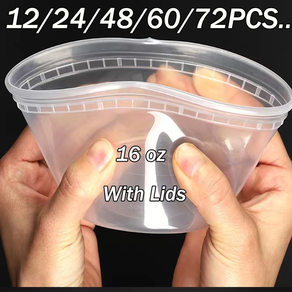 16 oz. Plastic Deli Food Storage Containers with Airtight Lids Soup