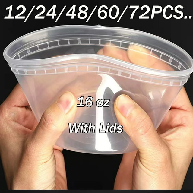 16 oz. Plastic Deli Food Storage Containers with Airtight Lids Soup