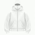 thumbnail image 2 of Towmus Unisex Balaclava Hoodies Zip up Hoodie Double Layer Hooded Hip Hop Outerwear Jacket Built-In Eye Mask Oversized Womens Sweatshirts, S, White, 2 of 4
