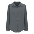 thumbnail image 4 of IROINNID Women Solid Color Long Sleeve Button Down Shirt Casual Loose Fit Blouse Top Womens Fashion Basic Comfortable Button Up Shirt Female Elegant Stylish Tunic Shirt(Gray#1,S), 4 of 7
