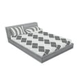 thumbnail image 2 of Ambesonne Geometric Fitted Sheet & Pillow Sham Set, Abstract Symmetric Lines, Queen, Pale Grey White Black, 2 of 2