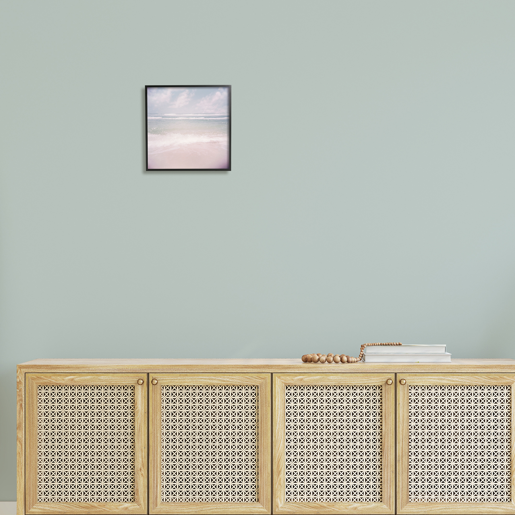 Stupell Pastel Beach Waves Horizon Landscape Painting Black Framed Art Print Wall Art