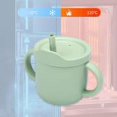 thumbnail image 5 of (Verde) Vaso binaural de silicona 2 en 1 para bebés, resistente a caídas y a altas temperaturas, vaso de agua con pajita para entrenamiento de silicona para niños, 5 of 5