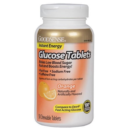 GoodSense Glucose Tablets, Orange, 50 Ct