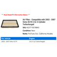 thumbnail image 2 of Air Filter - Compatible with 2003 - 2007 Volvo XC70 2.5L 5-Cylinder Turbocharged 2004 2005 2006, 2 of 2