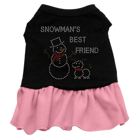 Snowman's Best Friend Rhinestone Dress Black with Pink XXXL