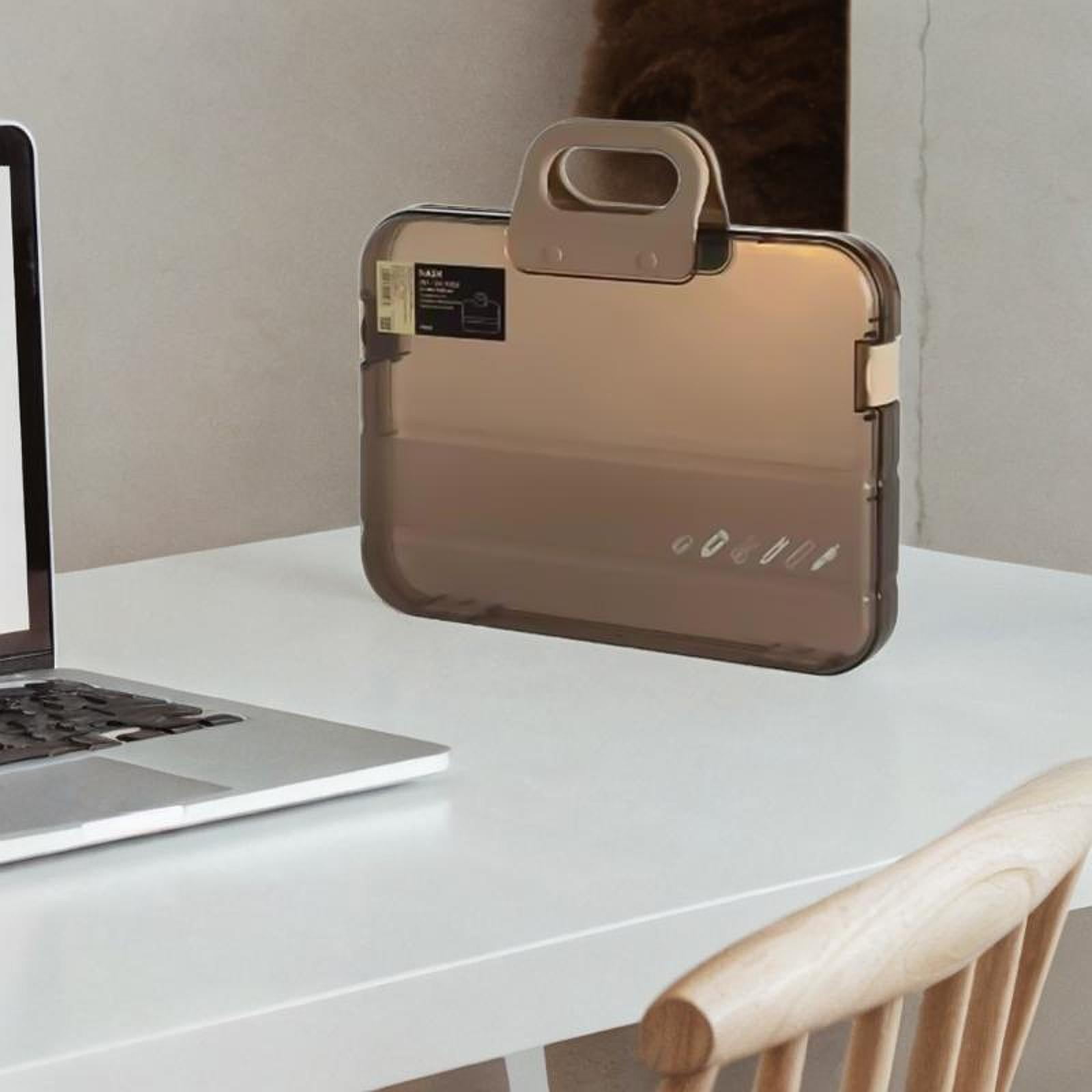 MAGIDEAL Portable files Organizer A4 Document Box Multipurpose Accessories with Snaps Brown