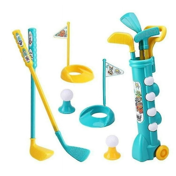 Kids Golf Clubs Set, Golf Toy With 1 Golf Cart, 3 Golf Clubs, 2 Practice Holes
