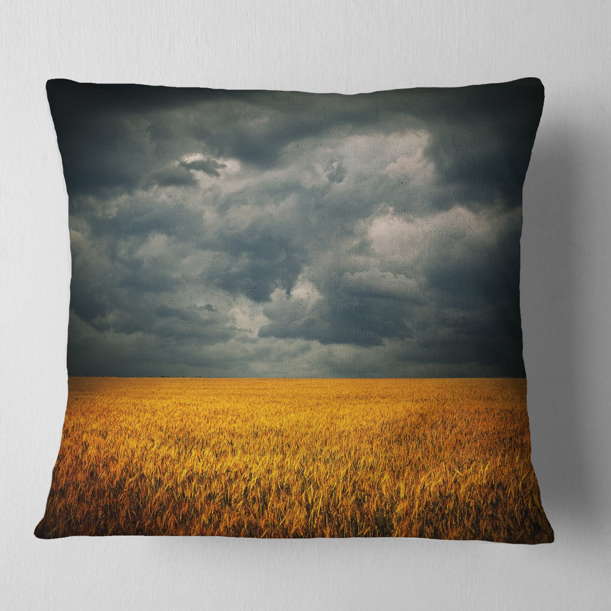 Designart 16" x 16" Black Polyester Throw Pillow