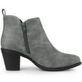 thumbnail image 6 of Unique Bargains Women's Low Chunky Heel Zipper Western Ankle Booties Gray 7, 6 of 6
