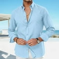 thumbnail image 2 of UVEASISHA Mens Lightweight Dress Shirt Business Casual Long Sleeve Spread Collared Shirts Summer Solid Color Regular Fit Office Dress Shirt Light Blue XXL, 2 of 7