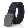 thumbnail image 1 of Cinturones de nailon para hombre, cinturón táctico militar con hebilla de plástico YKK, duradero y transpirable para uso al aire libre [49.2" de largo, 1.5" de ancho], negro-azul sincero  electrónico, 1 of 4