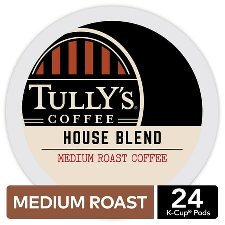 (4 pack) Tully's Coffee House Blend Keurig K-Cup Coffee Pods, Medium Roast, 96 Count for Keurig Brewers (4 Boxes of 24 K-Cups)