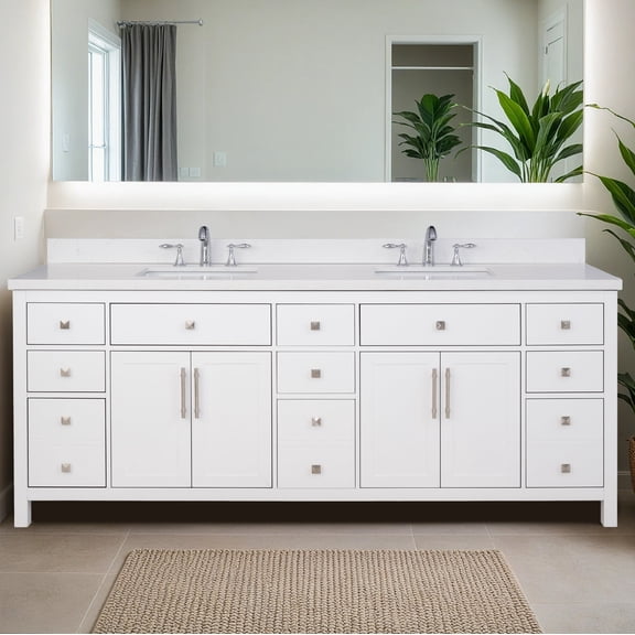Lavanti Oakford Solidwood 84-inch Bathroom Vanity with Sink - Stylish White