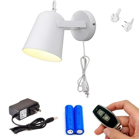 

FSLiving Battery Operated Wall Lamp Macaron Wall Sconce with Frosted Paint Body Rechargeable Lighting Fixtures for Bedroom Nightstand Vanity - 1 Light( White )