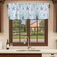 thumbnail image 6 of Coastal Coral Curtain Valances for Windows, Kitchen Valance Window Treatments Panel 2 Pack, Starfish Jellyfish Green Grass Underwater Rod Pocket Short Curtains for Bathroom Bedroom 54 x 18 Inch, 6 of 8
