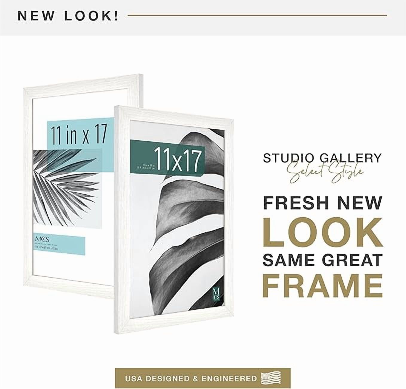 MCS Studio Gallery 11x17 Picture Frame White Woodgrain, Rectangle Photo Frame for Photos, Posters & Art Prints (1-Pack)